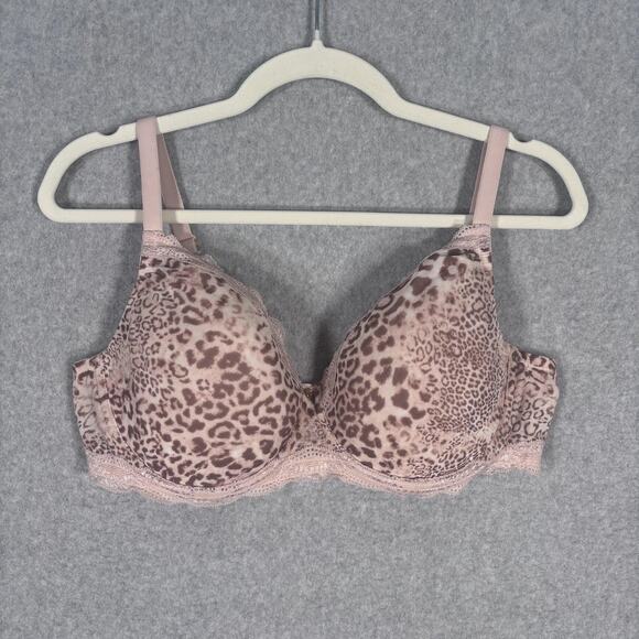Natori 16120 Bra 38DD Pink Leopard Animal Lace Trim Underwire Lightly Padded - Picture 1 of 12